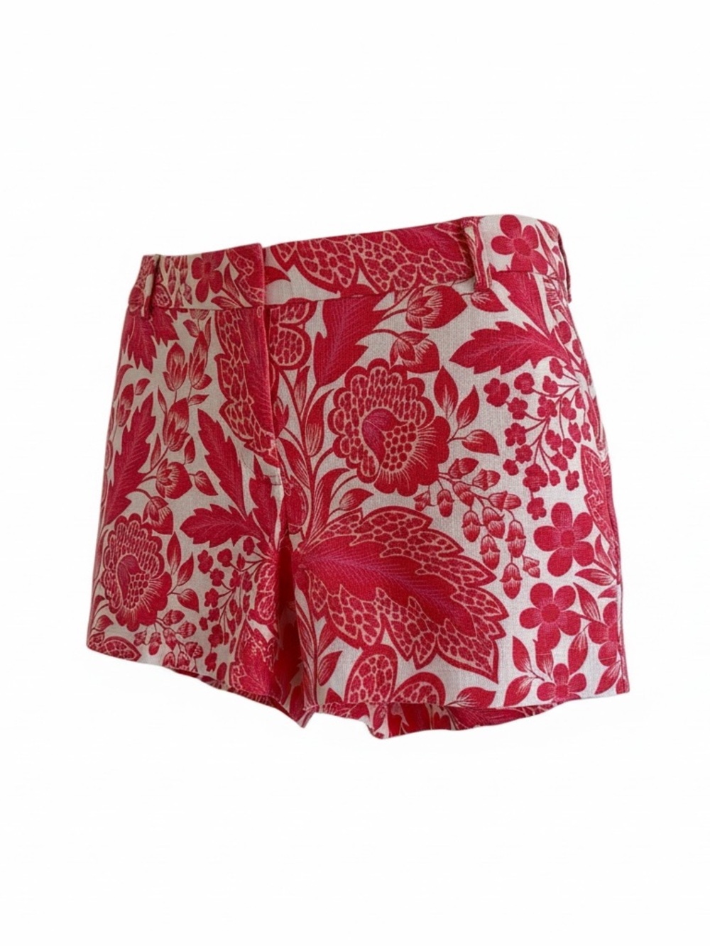 J.Crew Floral Print Shorts Size 12 Low Rise Red White Summer Cotton - Picture 3 of 7
